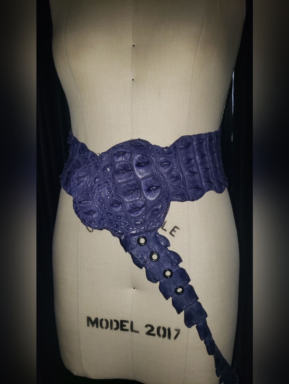 Genuine Crocodile Skin Corset Lilac Purple Belt - Picture 9 of 16